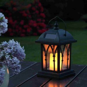 Festive Lights - Farol de jardín con vela, funciona con energía solar