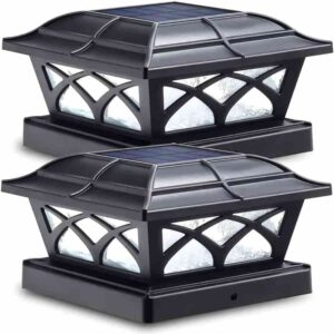 Siedinlar Luz de Tapa de Poste Solar Luz Solar Exterior Jardin Luz LED 2 Modos