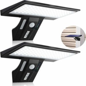 JESLED Luz Solar Exterior, 2-Paquete 90 LED Carga solar y USB