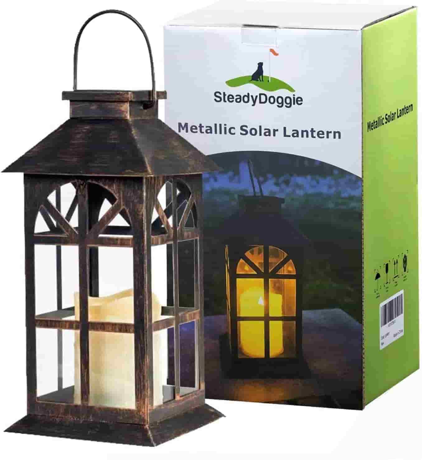 Luces solares de jardín, farol de estilo rústico