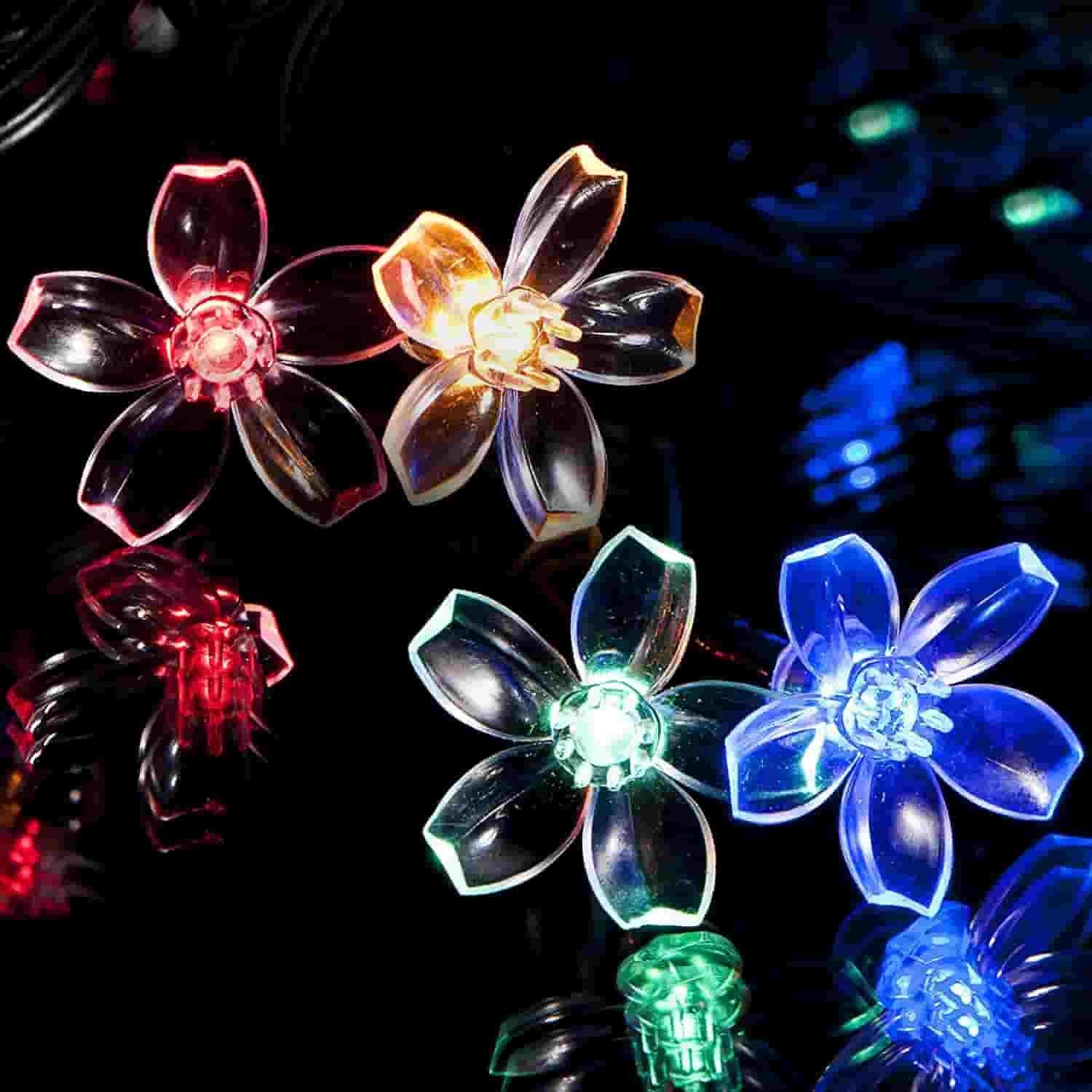 Luces solares de jardín: guirnalda de flores