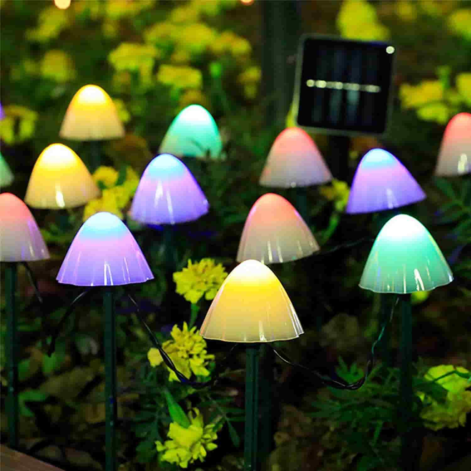 Luces solares de jardín: guirnalda de setas