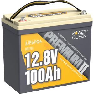 Power Queen Batería Litio 12V 100Ah Batería LiFePO4 1280Wh