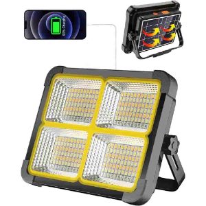 Foco LED Recargable 100W, Foco LED Bateria 336 LEDs Panel Solar